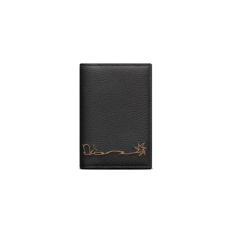 CACTUS JACK DIOR Card Holder Black Grained Calfskin with 